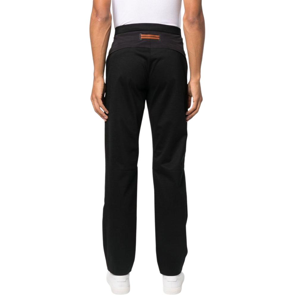 Shop Zegna 黑色修身直筒中腰休閒長褲 UA502ESCPA8