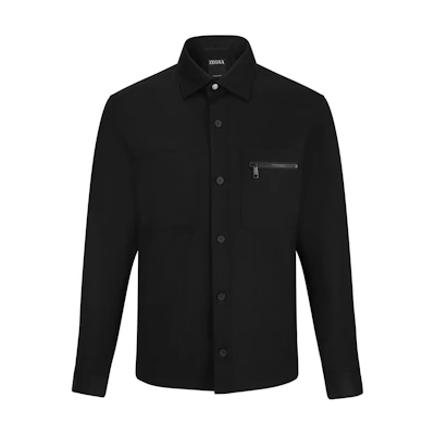 Zegna Black Solid Color Long Sleeve Slim Fit Button-Up Shirt. UEV01A8SOTM2290G