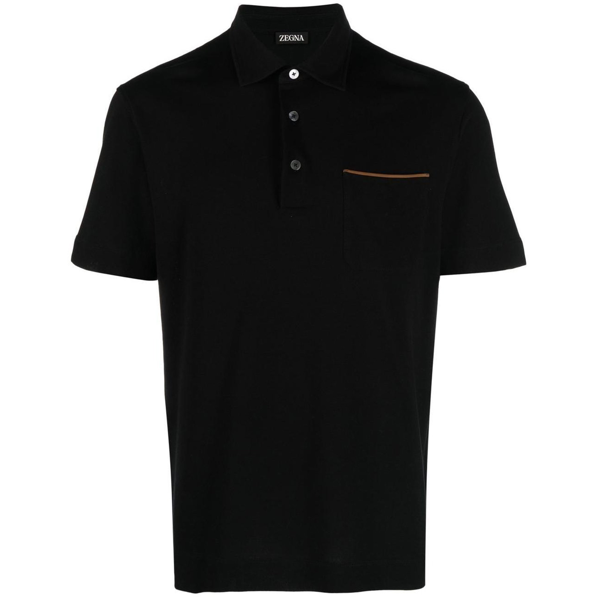 Zegna  Black Solid Short Sleeve Polo Shirt with Chest Pocket. UB392A5B752-K09