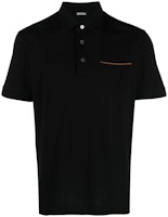 Zegna Black Solid Short Sleeve Polo Shirt with Chest Pocket. UB392A5B752-K09 Zegna Black Solid Short Sleeve Polo Shirt with Chest Pocket. UB392A5B752-K09