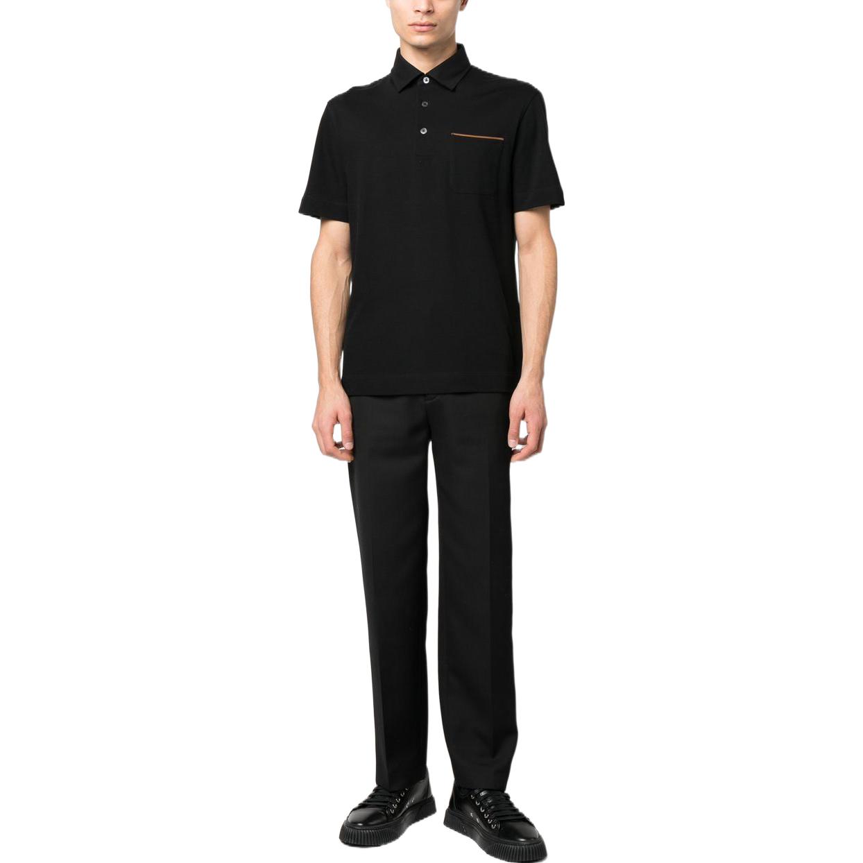 Lookbook Zegna 黑色素面短袖胸袋POLO衫 UB392A5B752-K09