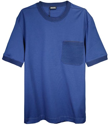 Zegna 藍色圓領口袋純色直筒版型T恤 UD379A-7D715-B07 Buy Zegna 藍色圓領口袋純色直筒版型T恤 UD379A-7D715-B07