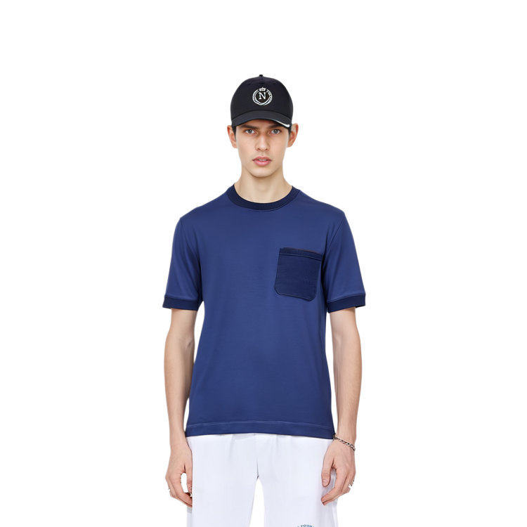 Shop Zegna 藍色圓領口袋純色直筒版型T恤 UD379A-7D715-B07