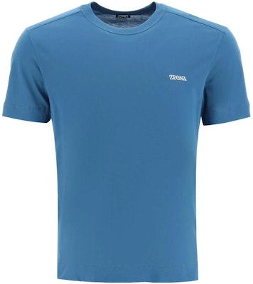 Camiseta Zegna Azul Cuello Redondo Manga Corta con Logo Bordado. UB360A5B760-T06 Order Camiseta Zegna Azul Cuello Redondo Manga Corta con Logo Bordado. UB360A5B760-T06