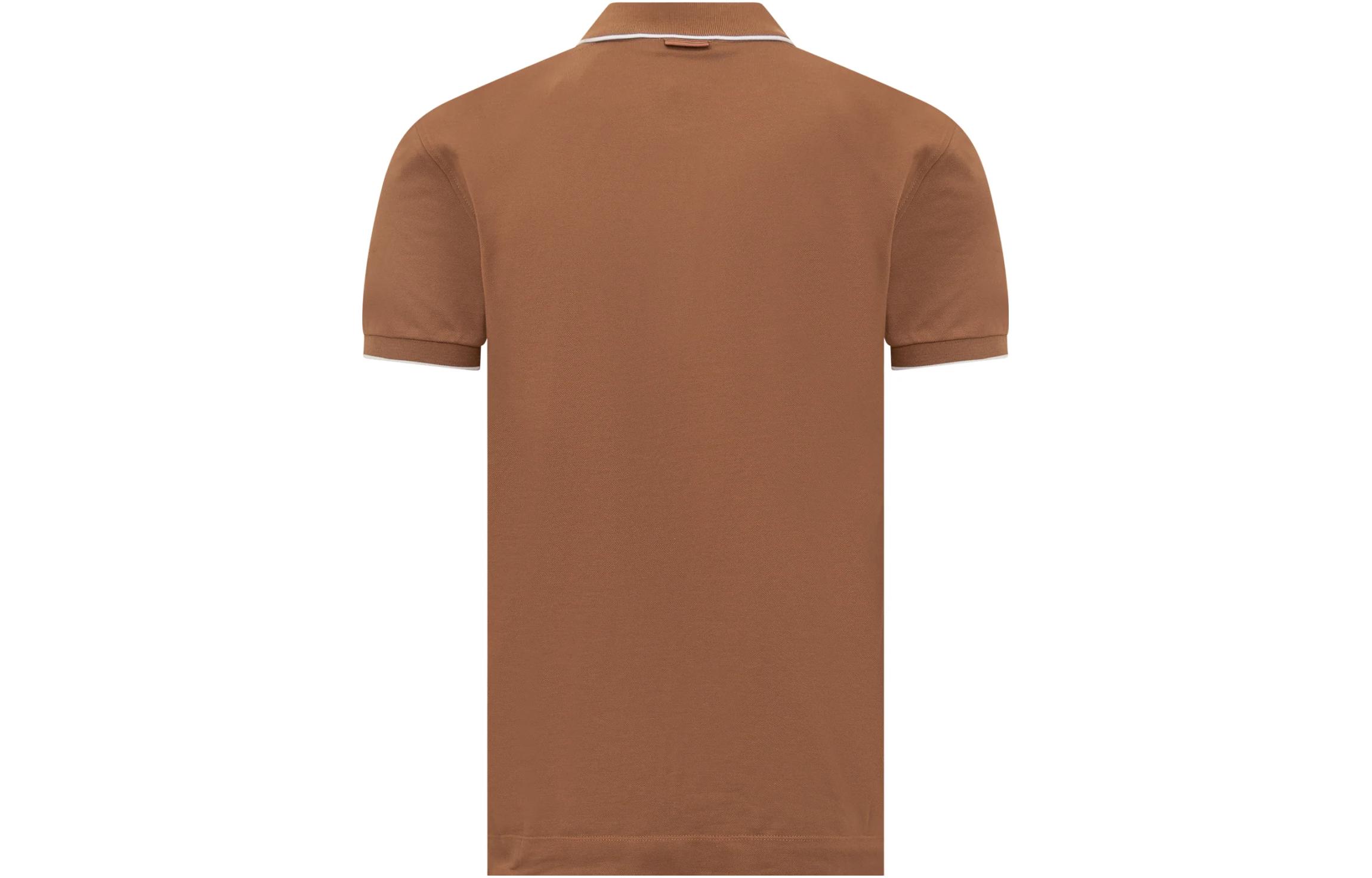 Zegna  Brown Embroidered Logo Slim Fit Short Sleeve Polo Shirt UC358-A6C746-D05 圖 3