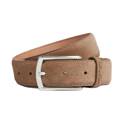 Zegna Brown Leather Belt with Simple Pin Buckle - 3.2cm Casual Comfort. LHCASB014AZCON