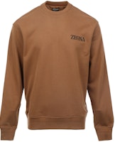 Zegna Brown Logo Print Crewneck Long Sleeve Sweatshirt. UD522-A7D87-2N05 Zegna Brown Logo Print Crewneck Long Sleeve Sweatshirt. UD522-A7D87-2N05