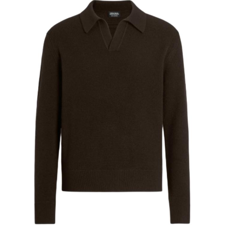 Order 杰尼亚 棕色长袖套头POLO衫 UEK85A8131-M99