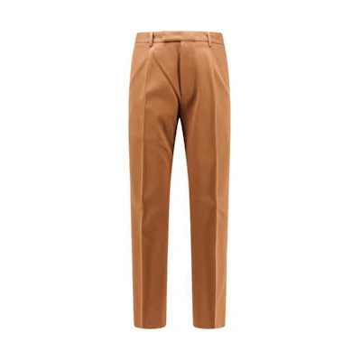 Zegna Brown Mid-Rise Straight-Leg Casual Pants with Zipper. UDI04A7T-P45N-05R