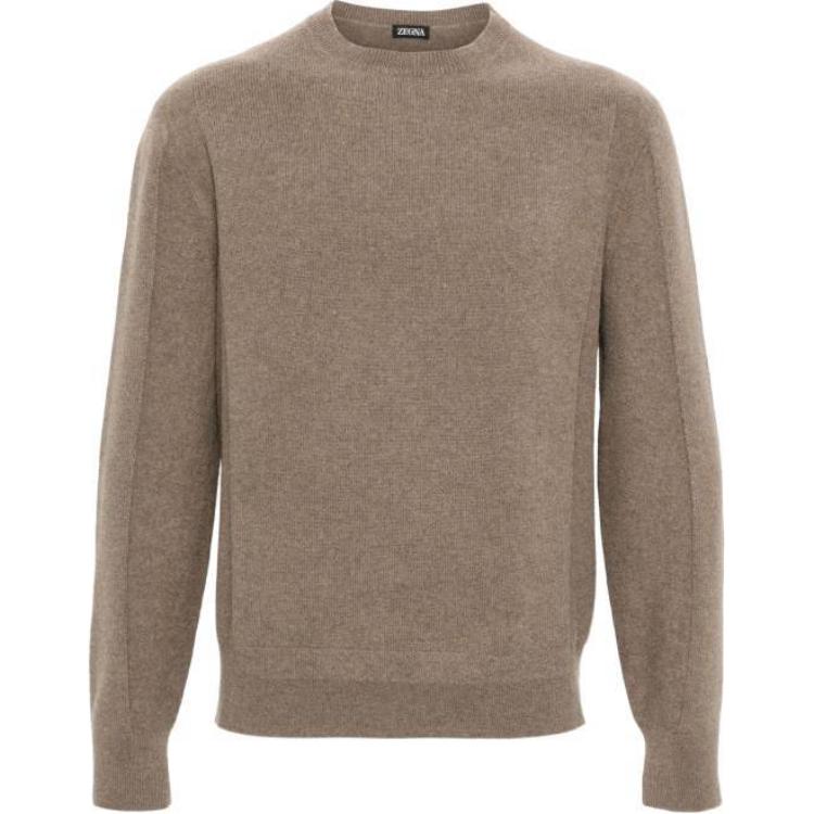 Order Zegna Sweater Coklat Solid Crewneck Slim Fit Pullover Lelaki. UEB6MA810S-V94