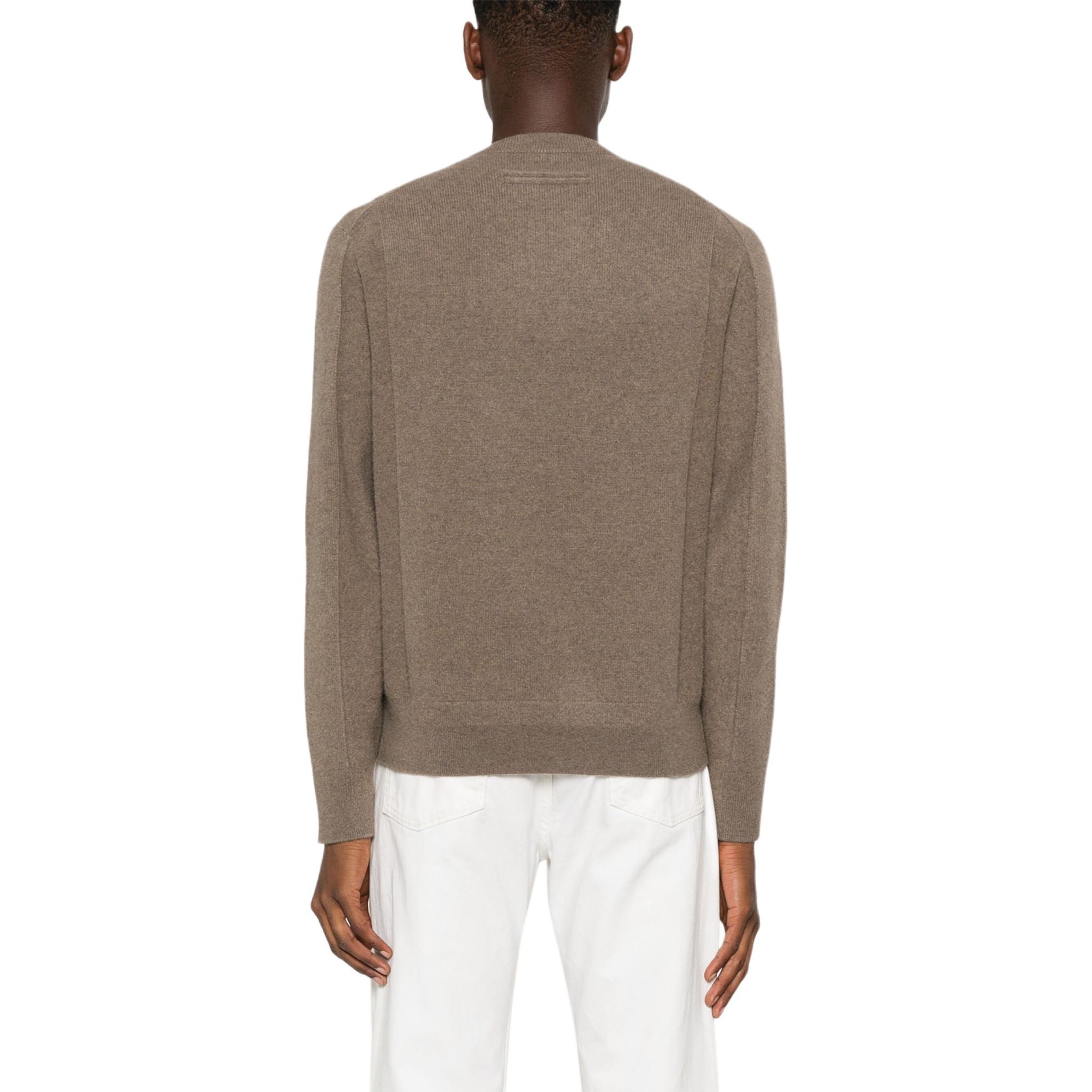 Shop Zegna Sweater Coklat Solid Crewneck Slim Fit Pullover Lelaki. UEB6MA810S-V94