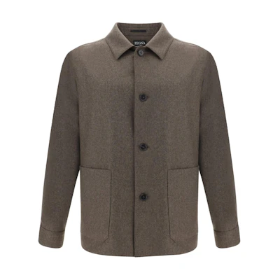 Zegna Brown Solid Single-Breasted Long-Sleeve Jacket 854C02A81DHAQ0212