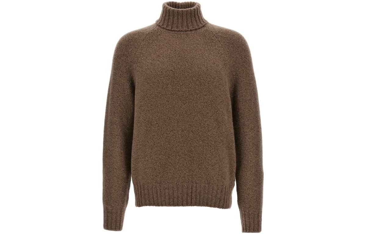 Zegna  Brown Solid Turtleneck Slim Fit Long Sleeve Sweater. UCH50A6120211
