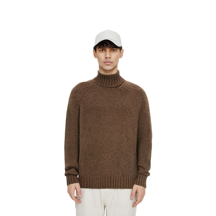 Shop Suéter de Cuello Alto Slim Fit de Manga Larga Marrón Sólido Zegna. UCH50A6120211