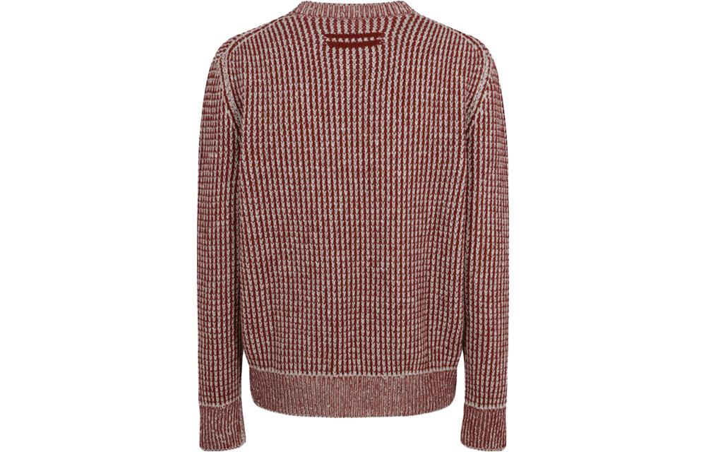 Lookbook Zegna Suéter Tejido Marrón de Rayas Cuello Redondo Manga Larga UCK53A-6110-140