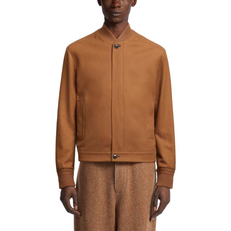 Lookbook Zegna Jaket Coklat Kasual Single-Breasted Lelaki. UCT46A6-C119-155