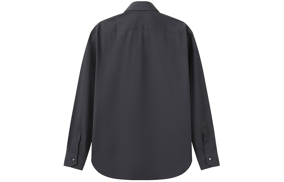 Zegna  Charcoal Gray Solid Button-Up Long Sleeve Shirt 60105-9A69MS-0BA 圖 3