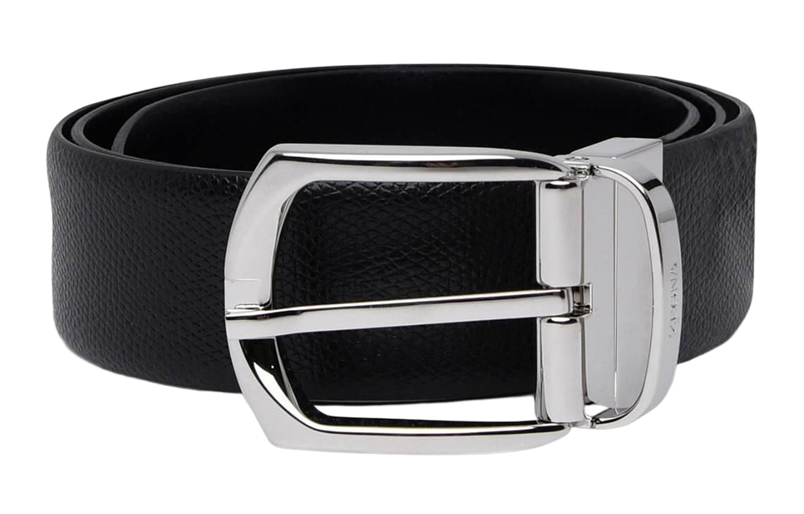 Zegna  Classic Black Leather Belt with Pin Buckle - 3.5cm Wide. LHALPB005PZNER