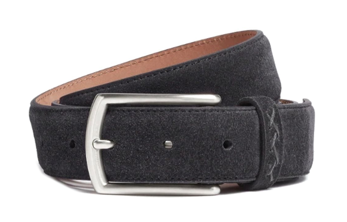 Zegna  Classic Suede Leather Belt Black 3.2cm Wide Comfortable Casual Style LHCAS-B014AZ-BNZ