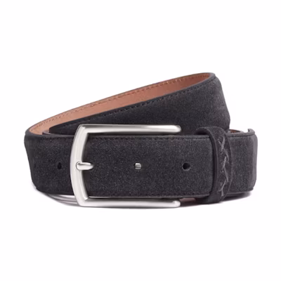 Zegna Classic Suede Leather Belt Black 3.2cm Wide Comfortable Casual Style LHCAS-B014AZ-BNZ