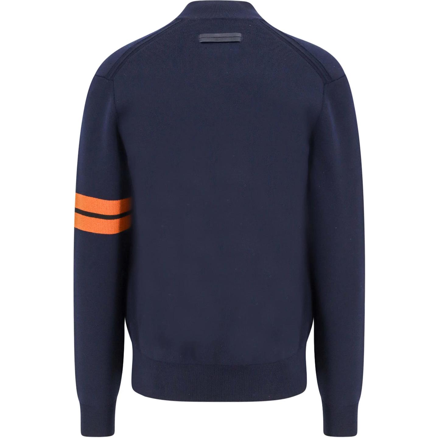 Lookbook Zegna 拼色高領拉鍊外套 - 藍色 UEM92A8E-CT15-5B09