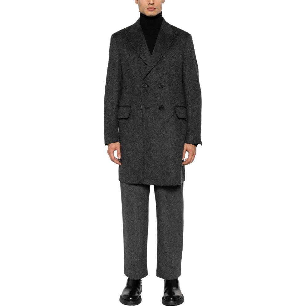 Lookbook 傑尼亞 深灰色雙排扣長袖大衣 69871-1A64DG-4G0