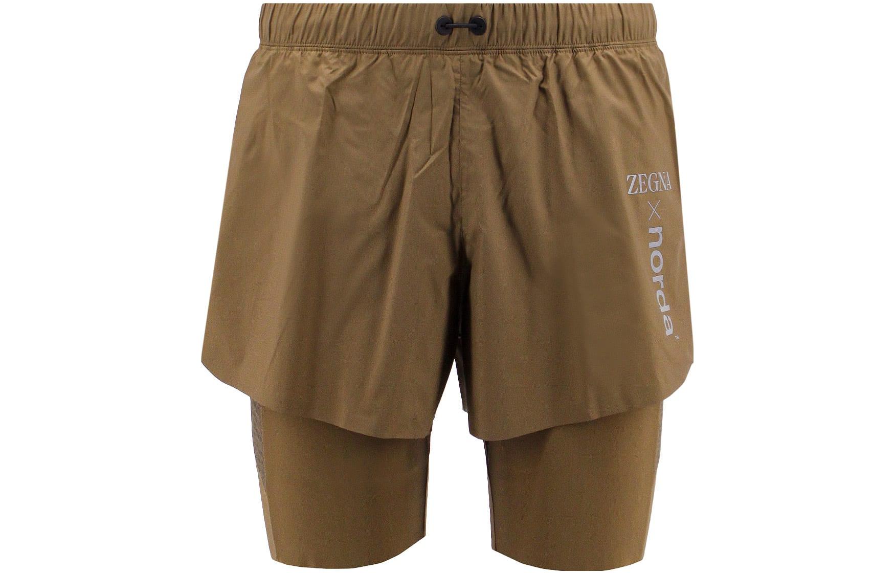 Order _Zegna 彈性腰帶層次短褲附品牌印花 棕色。_ UBTC8A5NORTR1N07