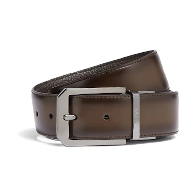 Zegna Fashion Simple Leather Belt, Dark Brown, 3.5cm Width. LHAVG-B011RZ-TDM