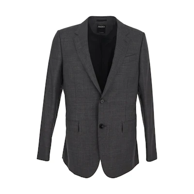 Zegna Gray Single-Breasted Blazer with Straight-Leg Trousers Suit Set. 622027A6221225026