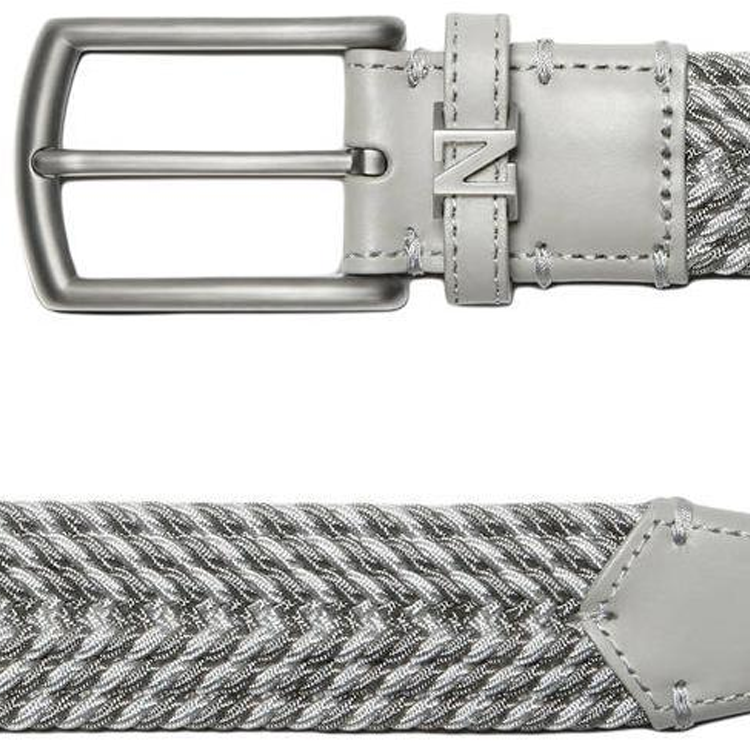 Lookbook Zegna 灰色3.2CM針扣實心設計黏膠腰帶。 LHTEC-B023UZ-GME