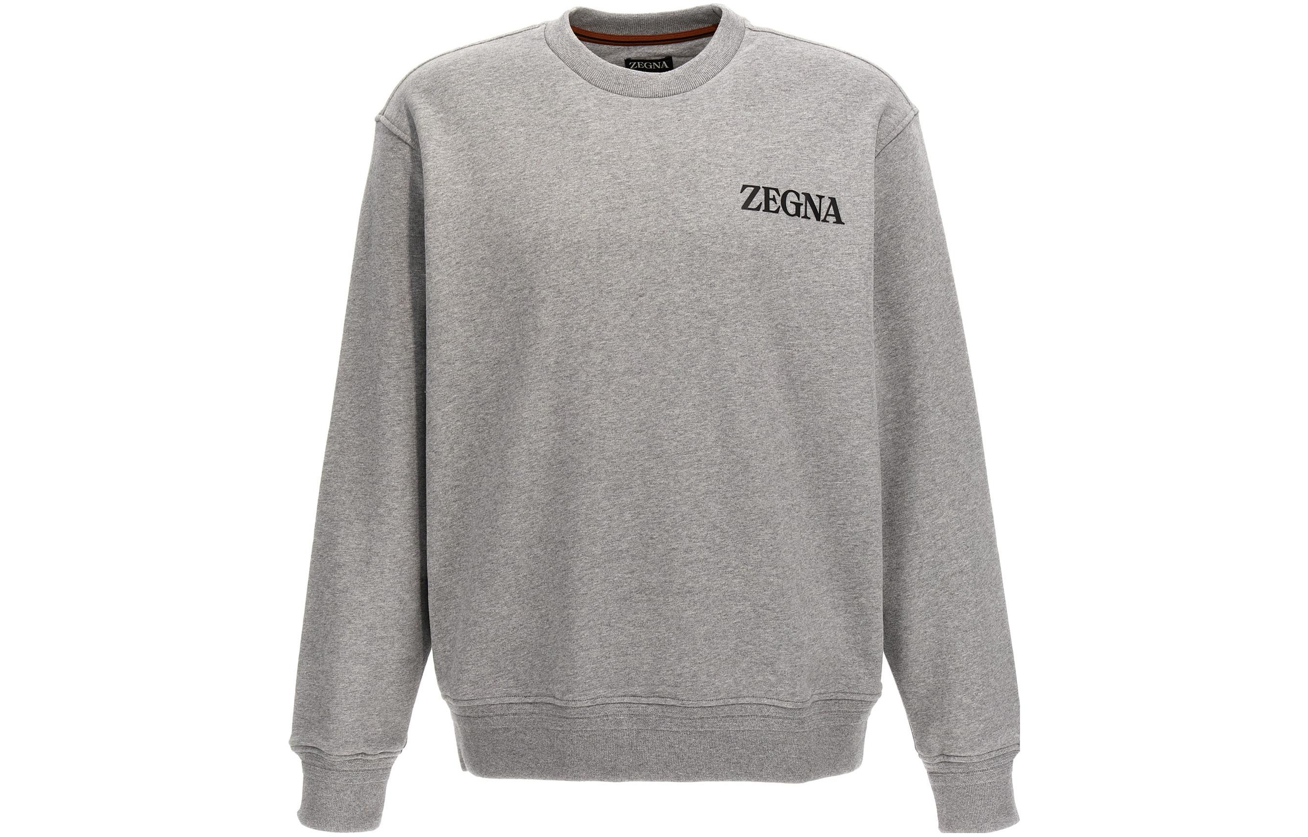 Order Zegna 灰色字母印花長袖圓領休閒衫 UC522A-6C872K-95