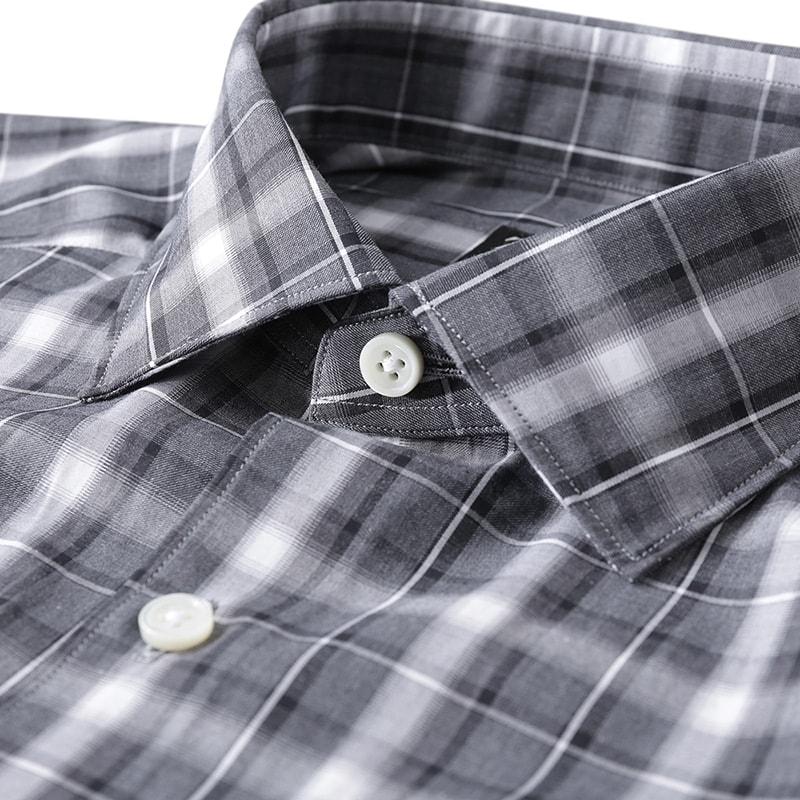 Shop Zegna 灰色格紋長袖扣襯衫 UCX03A6-SRF5-513