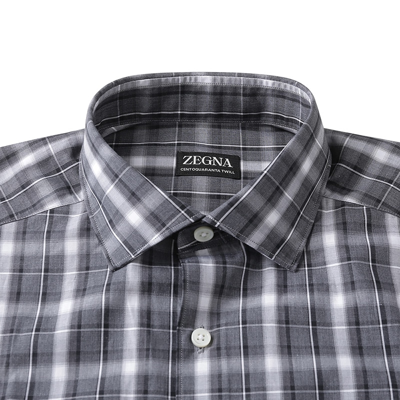 Details for Zegna 灰色格紋長袖扣襯衫 UCX03A6-SRF5-513
