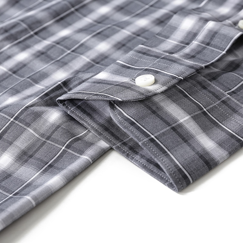 Sizing Zegna 灰色格紋長袖扣襯衫 UCX03A6-SRF5-513