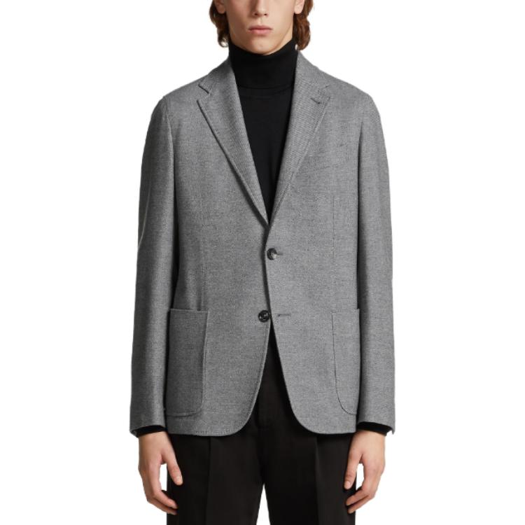 Lookbook Zegna 灰色單排扣休閒西裝外套 E7C24-SDF-310
