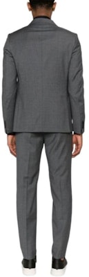 ゼニア グレー無地スリムフィットブレザースーツ ラペルとボタン留め付き。 722718A7281CGA Shop ゼニア グレー無地スリムフィットブレザースーツ ラペルとボタン留め付き。 722718A7281CGA