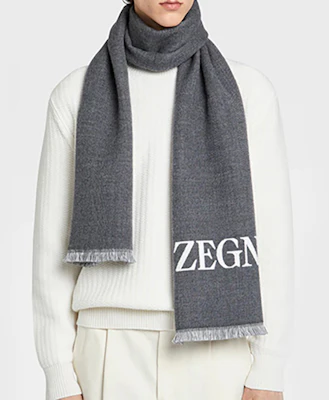 杰尼亚灰色羊毛围巾时尚舒适带标志设计 Z4L50S-24A-GR1 Lookbook 杰尼亚灰色羊毛围巾时尚舒适带标志设计 Z4L50S-24A-GR1