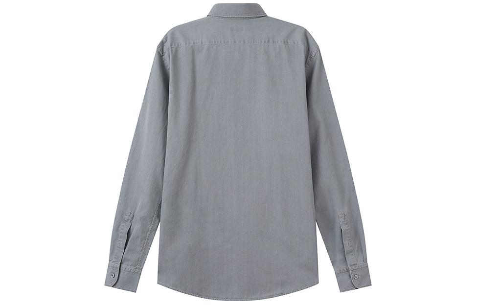 Lookbook ゼニア ライトグレー無地ストレートカット長袖ボタンダウンシャツ UCX13A6-SRF6-003