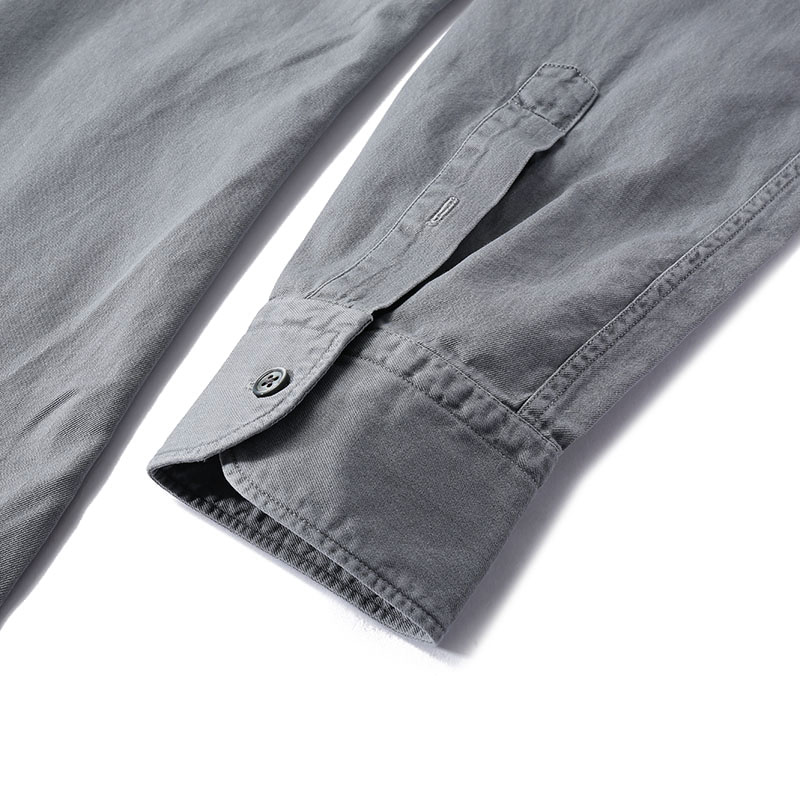 Sizing ゼニア ライトグレー無地ストレートカット長袖ボタンダウンシャツ UCX13A6-SRF6-003