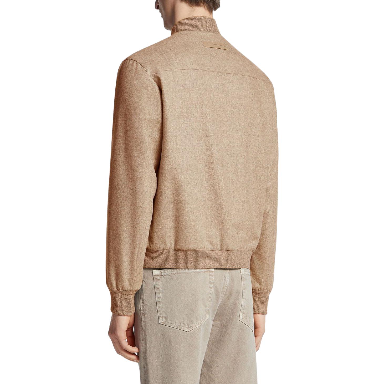 Shop Zegna Jaket Lengan Panjang Crewneck Warna Taupe Solid Butang UCT45A6-C119-139