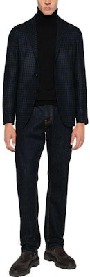 Zegna 海軍藍格紋單排扣長袖外套 Blazer. 650700A6-1DNMG0 Lookbook Zegna 海軍藍格紋單排扣長袖外套 Blazer. 650700A6-1DNMG0