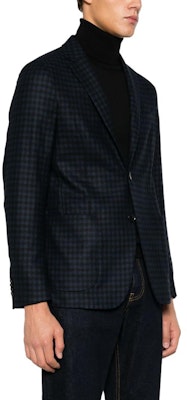 Zegna 海軍藍格紋單排扣長袖外套 Blazer. 650700A6-1DNMG0 Purchase Zegna 海軍藍格紋單排扣長袖外套 Blazer. 650700A6-1DNMG0