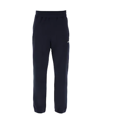 Zegna Navy Blue Cotton Jogger Pants with Printed Design. UD522-A7DPA7-B09