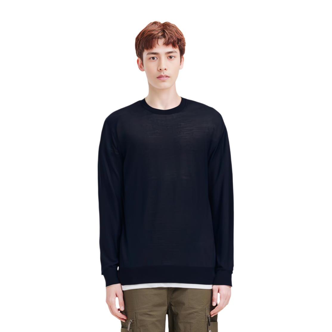 Shop Zegna 深藍色圓領長袖毛衣 UEM00A-8110-B09