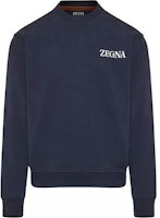Zegna Navy Blue Crewneck Sweatshirt with Solid Letter Print Design. UE522A8-E872-B09 Zegna Navy Blue Crewneck Sweatshirt with Solid Letter Print Design. UE522A8-E872-B09