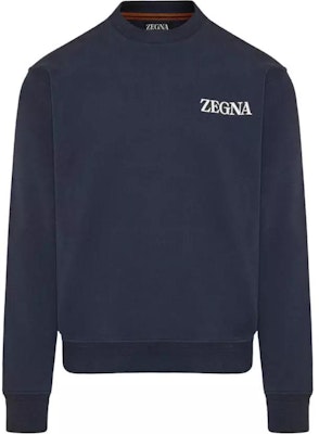 Zegna 海軍藍圓領印字休閒衛衣 UE522A8-E872-B09 Order Zegna 海軍藍圓領印字休閒衛衣 UE522A8-E872-B09