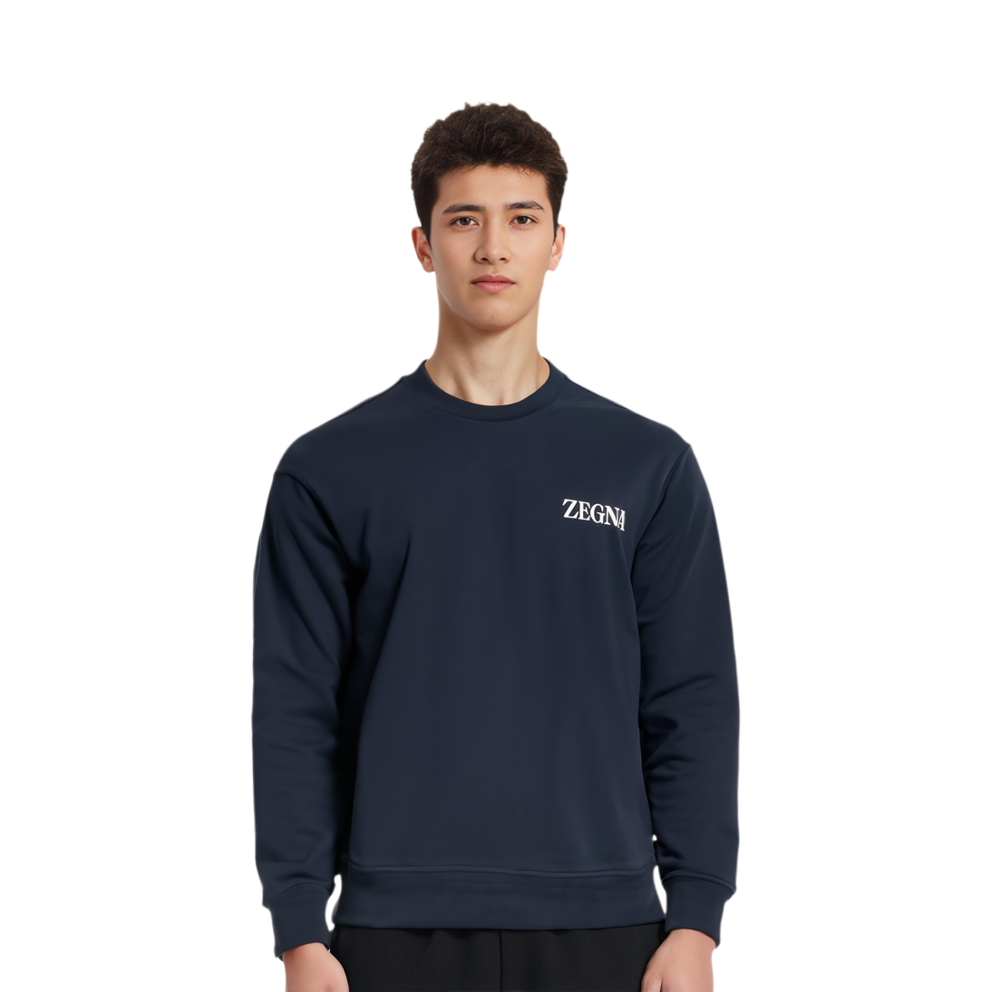 Purchase Zegna 海軍藍圓領印字休閒衛衣 UE522A8-E872-B09