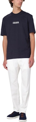 Zegna 海軍藍字母印花圓領T恤 UD364A7D777-B09 Purchase Zegna 海軍藍字母印花圓領T恤 UD364A7D777-B09