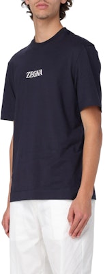 Zegna 海軍藍字母印花圓領T恤 UD364A7D777-B09 Sizing Zegna 海軍藍字母印花圓領T恤 UD364A7D777-B09