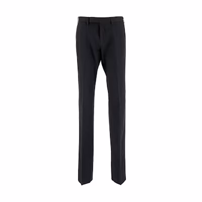 Zegna Navy Blue Slim Fit Straight-Leg Casual Pants with Zipper. UDI37-A7TN10-K09